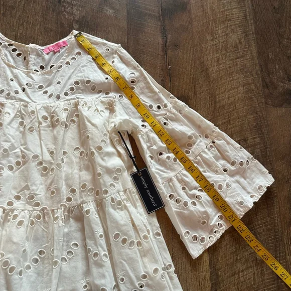 Women's Simply Southern Blouse XXL White Eyelet Long Sleeve - Picture 6 of 11